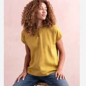 CELTIC & CO Linen Button Detail Top, goldenrod, sz 12